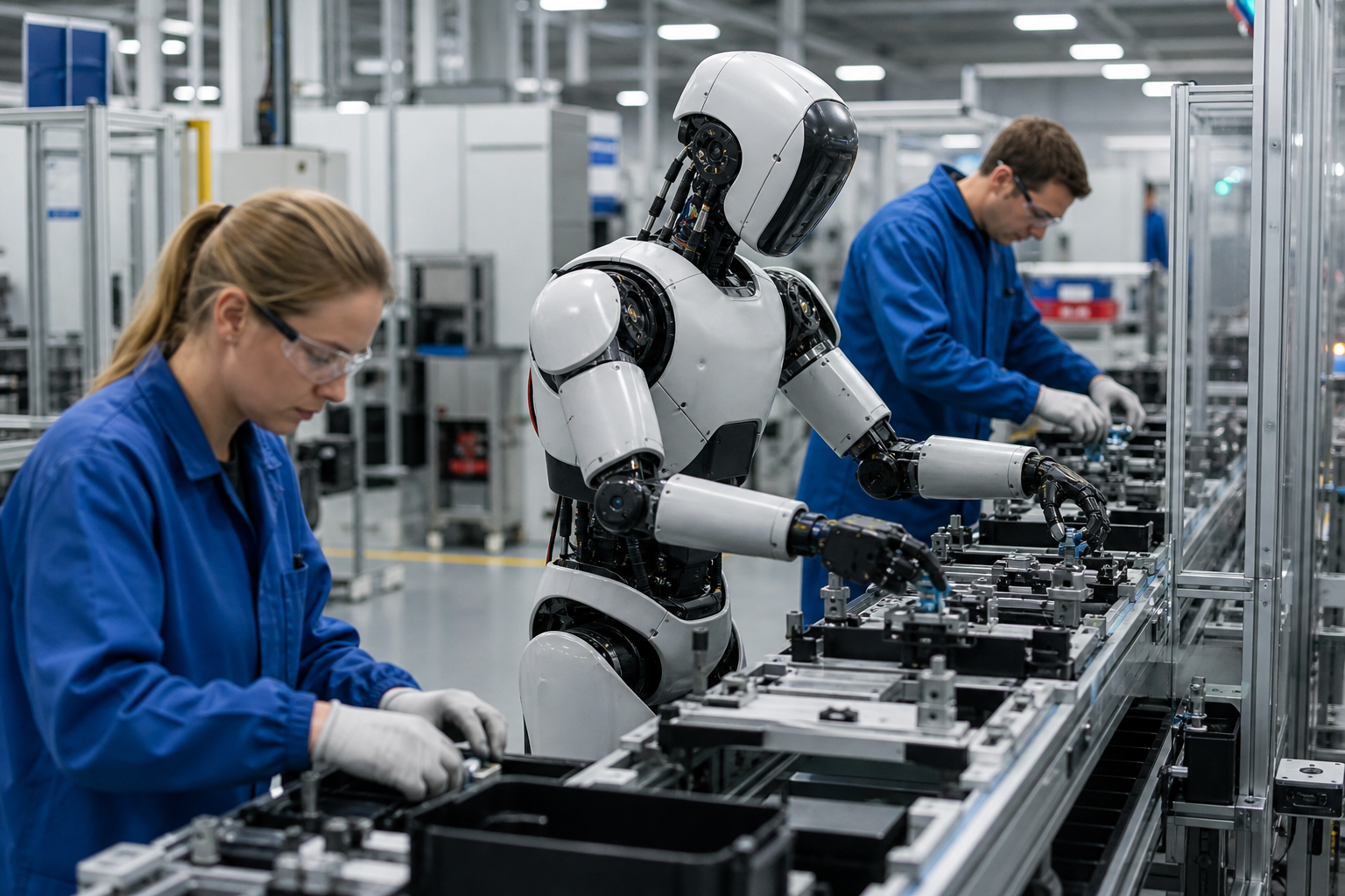Humanoid robot pilot in a DACH manufacturing line environment